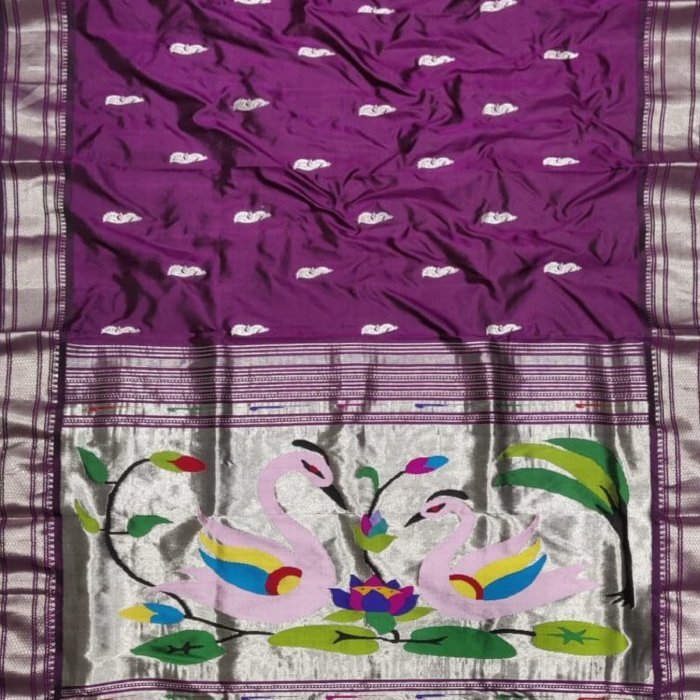 Ornamental Swan Palla Paithani