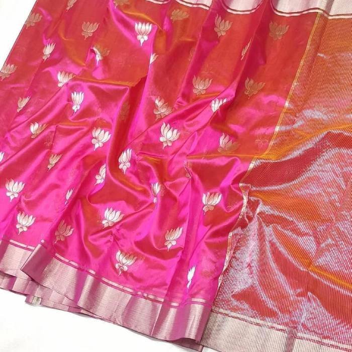 Lotus Buta Chanderi Pattu Pure Silk Saree