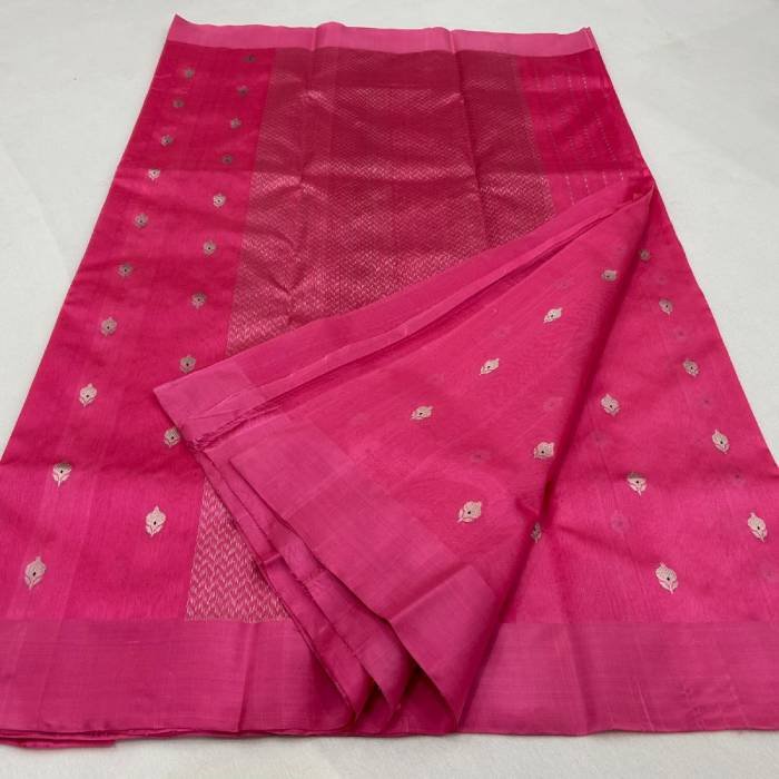 Pink Chanderi Pattu Pure Silk Saree