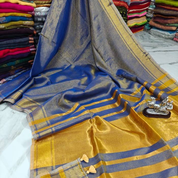 Pure Linen Tissue Handloom Saree