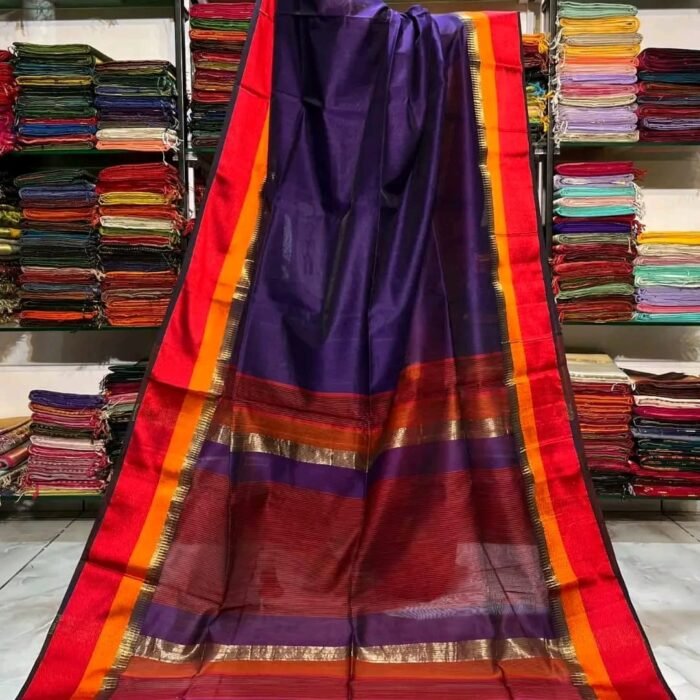 Maheshwari handloom Resham multi border saree