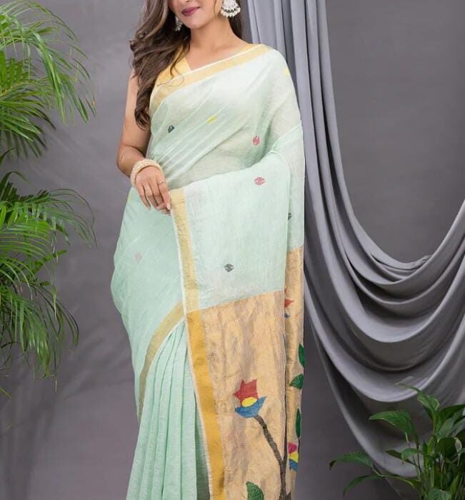 Linen meets Paithani Art